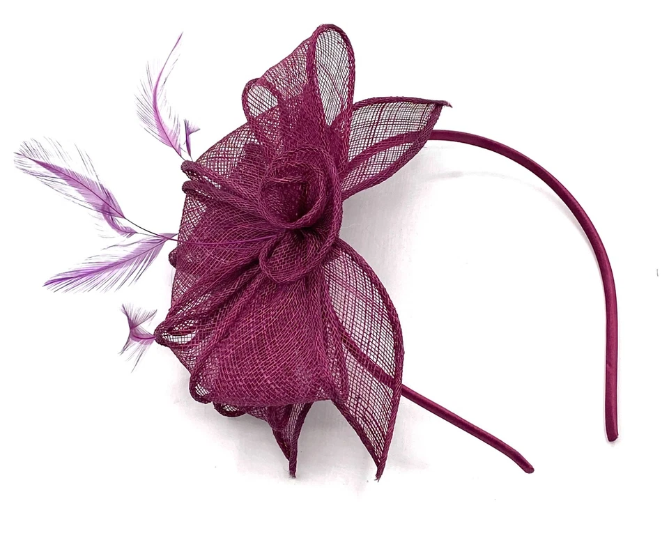 Ladies Raspberry Feather Fascinator Aliceband Fascinator Weddings Races Ascot - Image 4 of 4