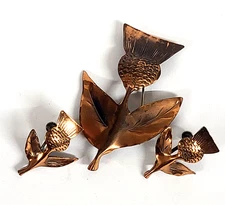 Vintage Stuart NYE Hand Wrought Thistle Brooch/Pin & Earrings Set