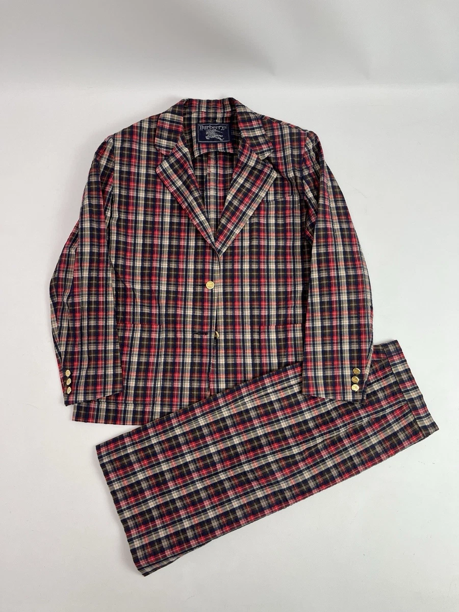 Traje falda vintage a cuadros Burberrys para mujer XL / FR 46