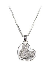 Disney Arribas Pave Heart Necklace Mickey Mouse Made w/ Crystals from Swarovski