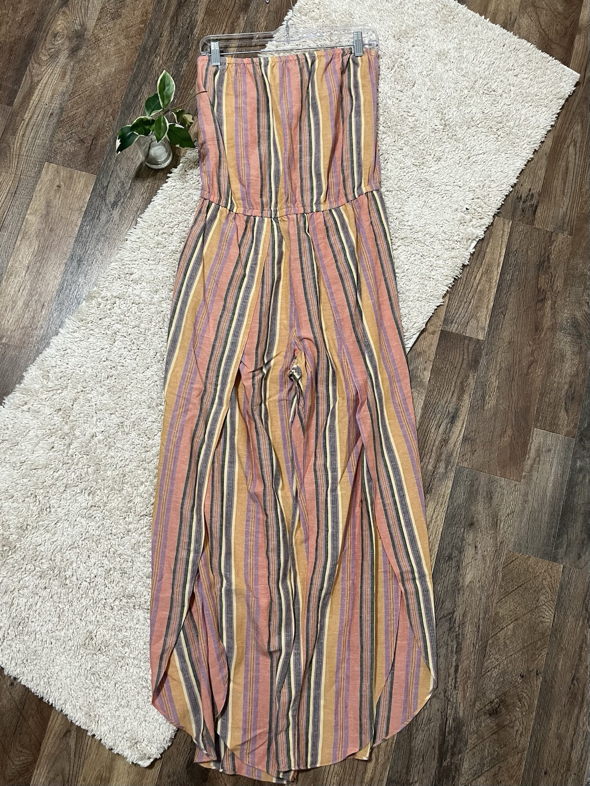 Anthropologie Drew Medium Striped Strapless Split… - image 1