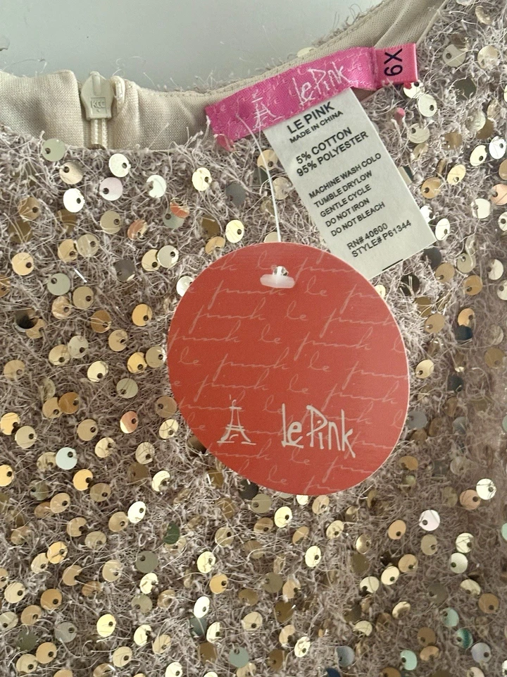 NWT Le Pink Little Mass Holiday Dress Gold Silver Tulle 6x Boutique - Image 3 of 4