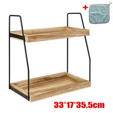 2 Tier Wooden Shelf Plant Book Stand Storage Unit Kitchen Bathroom Shelving Rack
