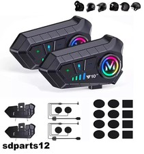 Interfono Moto Bluetooth 5.3 RGB Coppia Cuffie Casco Headset Noise Cancelling 30