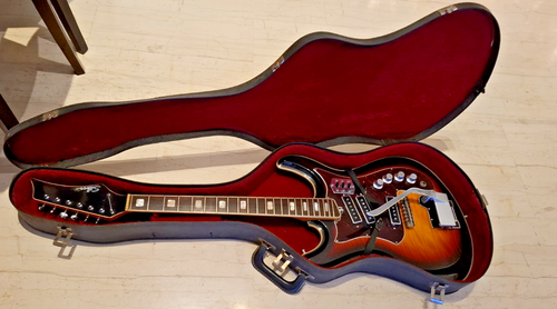 AMAZING VINTAGE SUNBURST SILVERTONE 1445 MOSRITE ELECTRIC GUITAR & CASE 60s - Picture 17 of 21