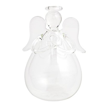 Mud Pie Christmas Cross Glass Angel Bud Vase, White
