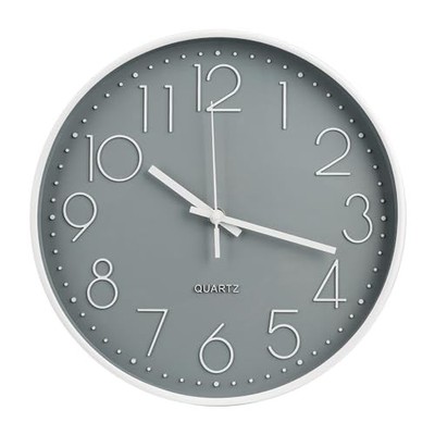Wall Clock 12 Inch Non-Ticking Silent Modern Simple Style Round 12inch Gray