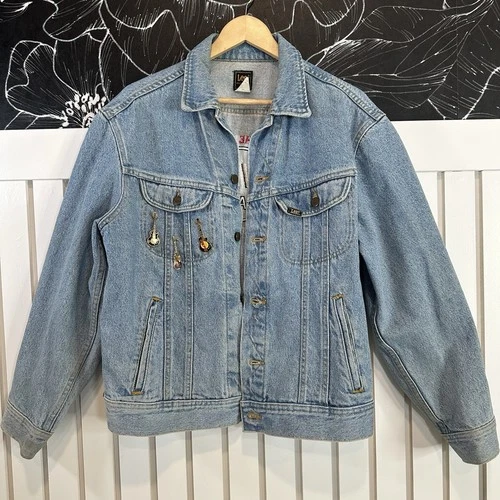 Vintage Lee Hard Rock Cafe Los Angeles Denim Jacket USA 90s Guitar Pins  Medium image 2