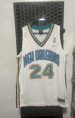 Nike New Orleans Hornets #24 White NBA Basketball Jersey Teal Purple Gold size M