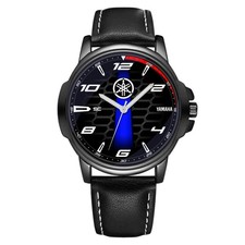 Montre De Poignet Moto Quartz Fan Art Yamaha Sport Heritage Noir Et Bleu R1 MT