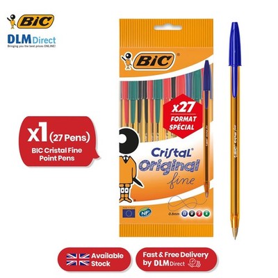 BIC Cristal feine Spitze Stifte, verschiedene Tintenfarben, 20 + 7 enthalten, Packung mit 27