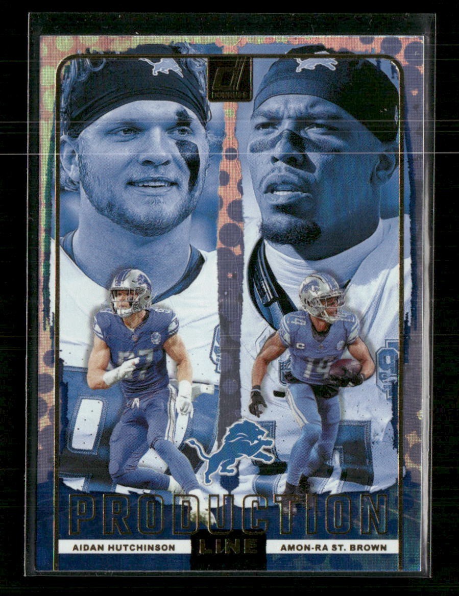 Aidan Hutchinson / Amon-Ra St. Brown 2024 Donruss Production Line #14 Lions