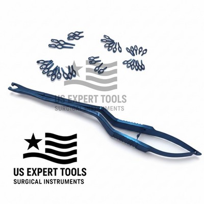Aneurysm Titanium Clips Set | 40 Clips + Rotating Clip Applicator Instrument
