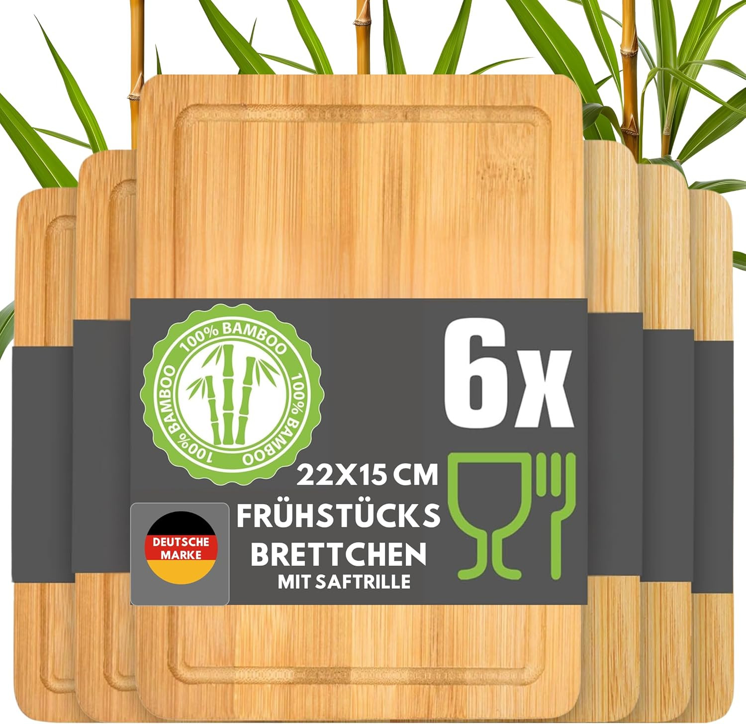 6 Taglieri Legno 22x15 per Catering e Bar - Vassoi Piccoli Antipasti