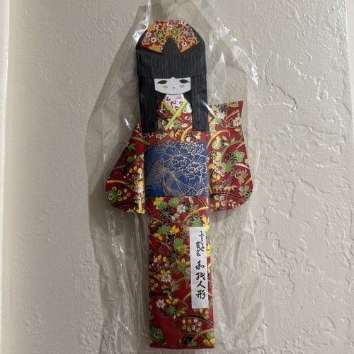 Menge 3 Vintage japanische handgefertigte Kokeshi Figur Saranoki Geisha Puppe & Fächer - Bild 9 von 24