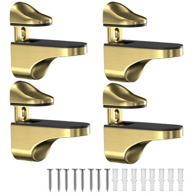 Adjustable Glass Shelf Bracket, Gold, 4pcs