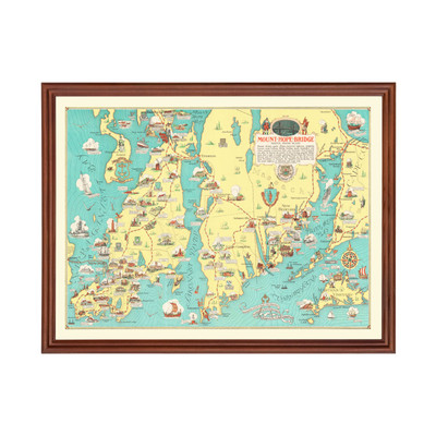 Old Map of Rhode Island, MA 1933 - Vintage Rhode Island Mass