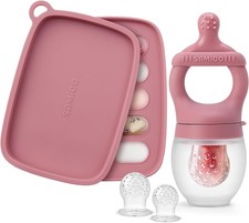 Baby Food Fruit Feeder and Breastmilk Popsicle Mold Set, Silicone Fruit Teether,