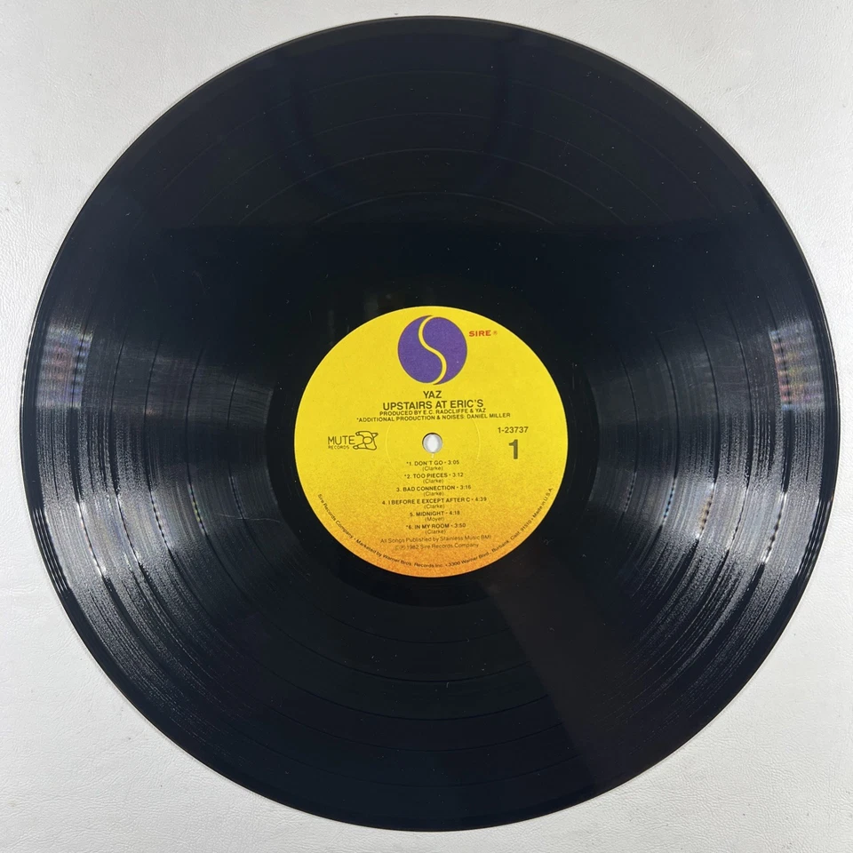 Yaz “Upstairs at Eric's” LP/SIre 23737-1 (VG+) 1982 New Wave Synth - Image 4 of 4