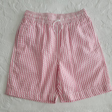 Crewcuts Swim Trunks Boy s Size 8 Pink Gingham Pull On Shorts Mesh Lined J. Crew