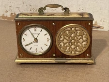 Vintage Remembrance Swiss Made Travel Alarm Clock Music Box To Restore