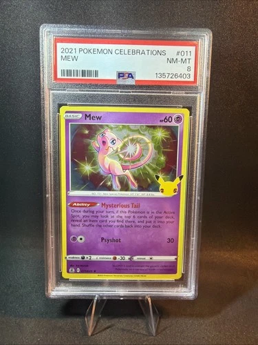 2021 Pokemon Celebrations #011 Mew PSA 8 Card NM-M Holo Trusted Seller! NEW CERT
