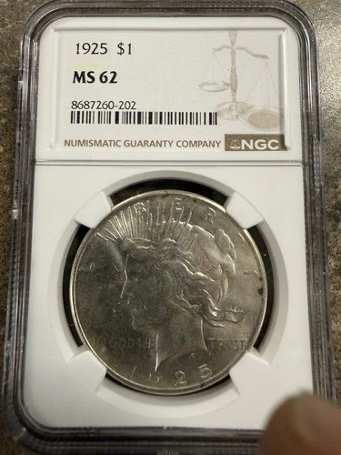 1925 $1 Peace Silver One Dollar  NGC MS62