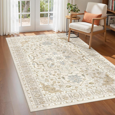 Area Rugs for Living Room - 3X5, Boho Non-Slip Low Pile Carpet Machine Washable