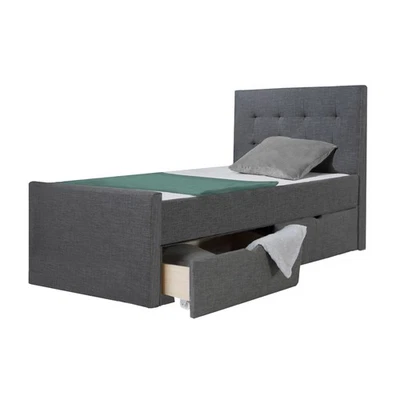 Einzelbett 90x200 Polsterbett Bettkasten Stauraum Jugend Stoff Bett Homestyle4u - Bild 1 von 4