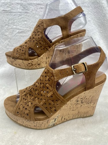 Jellypop Women’s Size 7.5M Brown Elena Wedge Sandals Cork - Picture 7 of 11