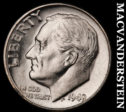 1949 Silver Roosevelt Dime - Choice Gem Brilliant Unc  Lustrous  #G7331
