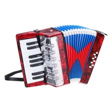 Accordion 17 Keys 8 Bass Button Accordion Mini Musical Instrument Red