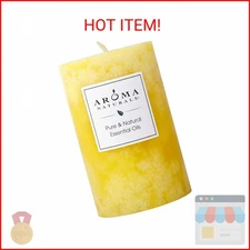 Aroma Naturals Essential Oil Orange and Lemongrass Scented Pillar Candle, Ambian