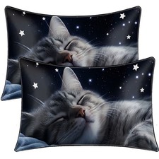 Satin Pillowcase Starry Sky Cat Silky Pillow Cases for Hair and Skin