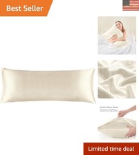 Elegant 20x54 Inch Satin Body Pillow Cover in Beige Envelope Closure Design