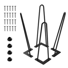 4 PCS 18 inch Hairpin Legs Heavy Duty Industrial 3/8in Black Solid Iron