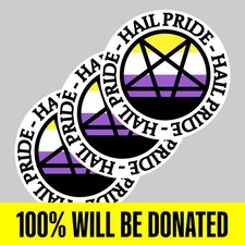 "Hail Pride " 3 Non-Binary Satanic Sticker Pack 5 inches 