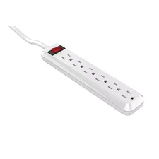 4 Ft. 6-Outlet Power Strip with 45 Degree Flat Angle Plug, White