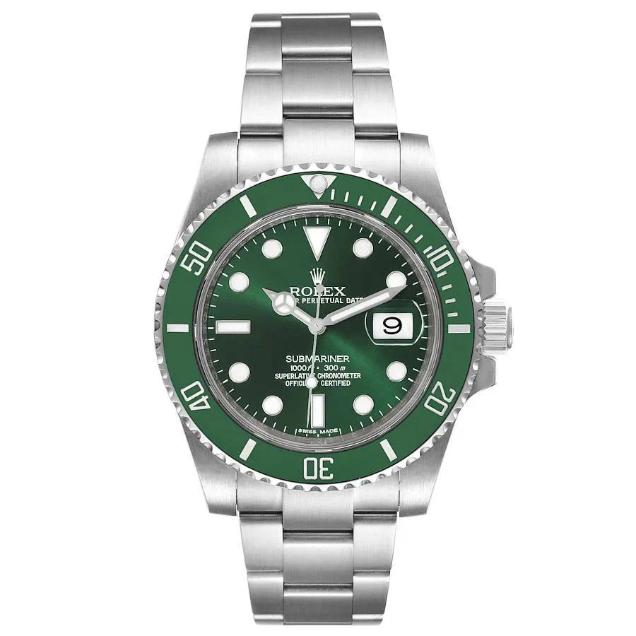 Rolex 40mm Submariner "Hulk" Date Steel Watch Green Dial Green Bezel. (116610LV)