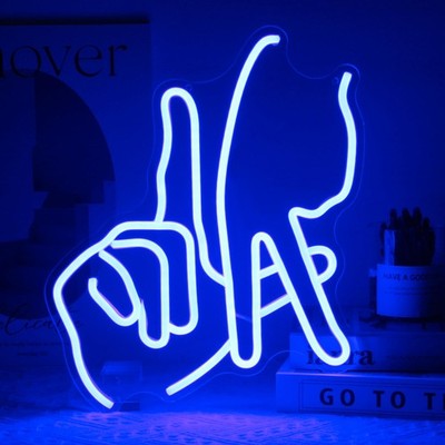 Los Angeles Gesture Neon Sign Baseball Team Neon Lights for Man Cave Decor Bl...