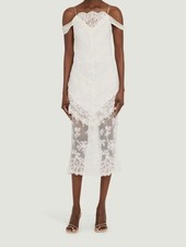 LoveShackFancy Women's White Riville Lace Off-The-Shoulder Maxi Dress Size 0