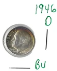 Coin United States 10 Cents (Roosevelt) 1946 D KM195, ASW .0723