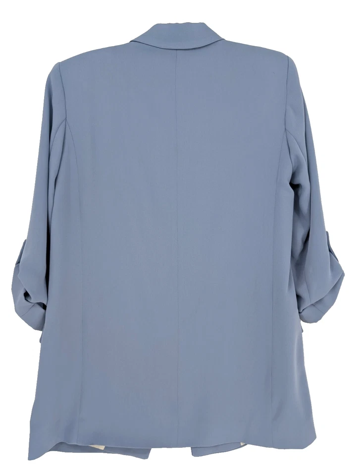 Blazer preppy clásico de un solo pecho delantero abierto azul de gran tamaño de Zara para mujer SML Foto 3 de 4