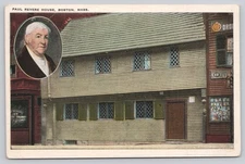 Vintage Paul Revere House Boston MA White Border Postcard Tichnor Bros