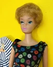 Vintage Mattel 1960s Blonde Barbie Doll, Apple Print Sheath, Cotton Casual/Shoes