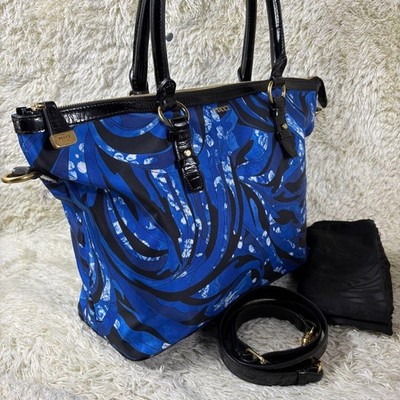 Emilio Pucci 2Way Shoulder Bag Nylon Patent Leather All Over Print Dust Bag