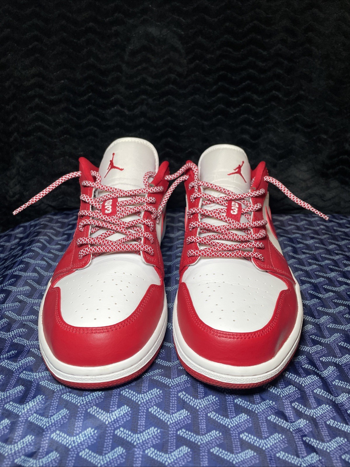 Nike Air Jordan 1 Low Gym Red White- Sz 10.5 Men's -VERY CLEAN- Reflective Laces thumbnail 3