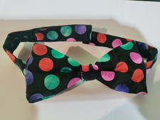 Pre-tied Black  Multi-colored Polka Dot Adjustable Bow Tie