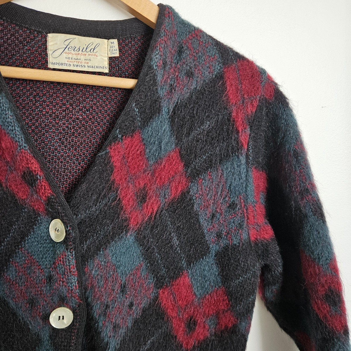 Vintage 60s Jersild Mohair Cardigan Cobain Sweater Grunge Fuzzy