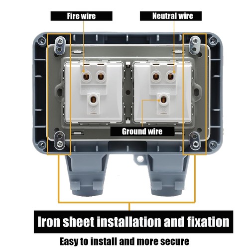 Outdoor Power Socket,IP66 Weatherproof Outdoor Socket,15A 110-250V Outdoor Lo... - Picture 5 of 7